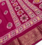 Dola Silk Crush Texture Batik Print Saree