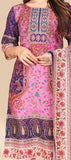 Pink, purple & white printed Kurta with Trousers & dupatta - Saree