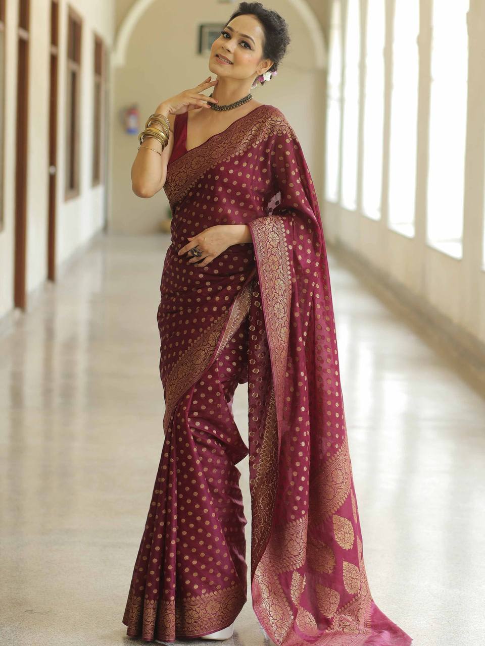 BEAUTIFUL RICH PALLU & JACQUARD WORK ON ALL OVER THE SAREE