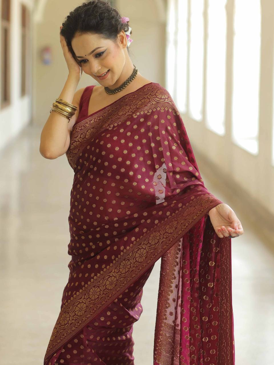 BEAUTIFUL RICH PALLU & JACQUARD WORK ON ALL OVER THE SAREE