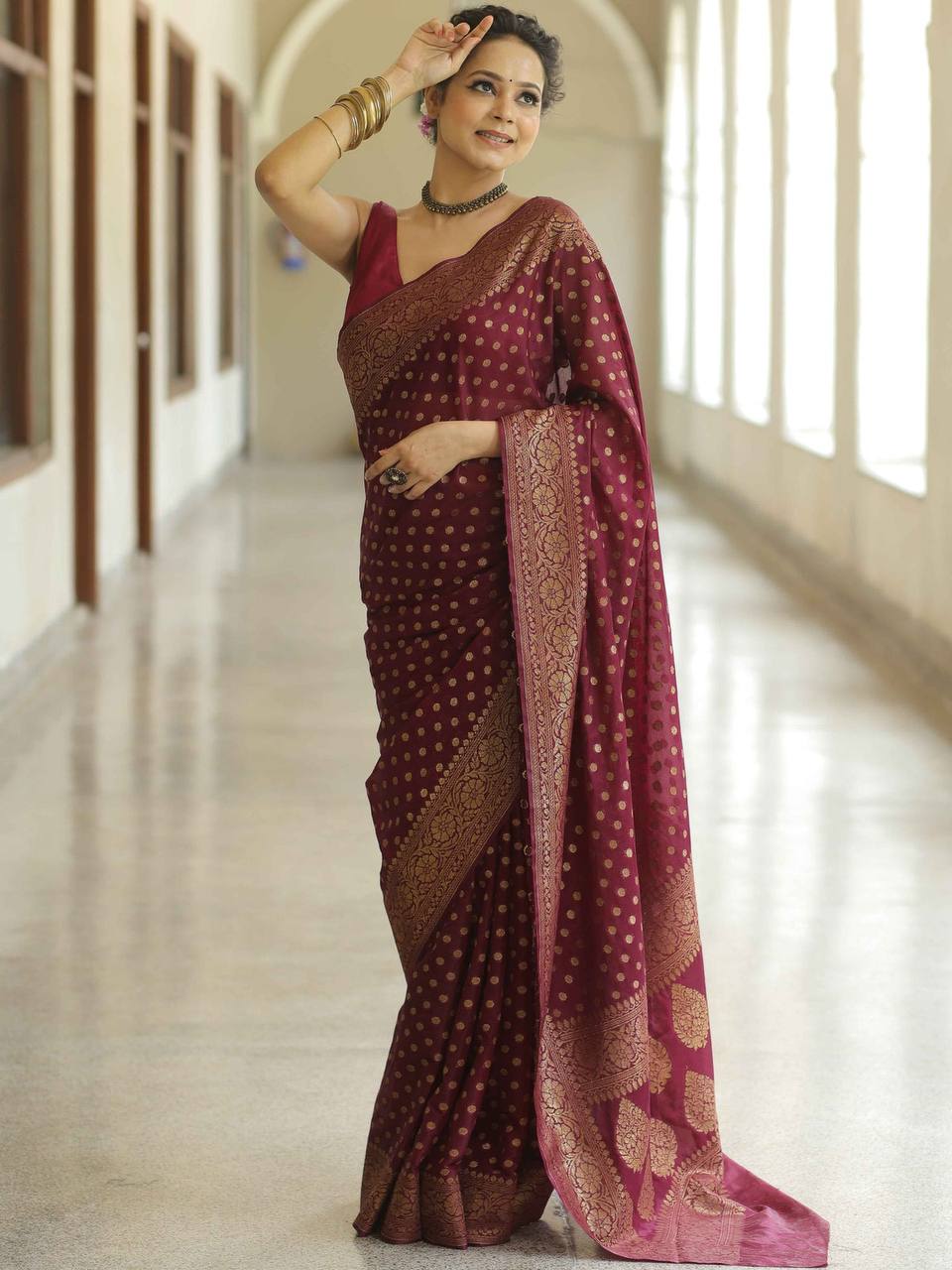 BEAUTIFUL RICH PALLU & JACQUARD WORK ON ALL OVER THE SAREE