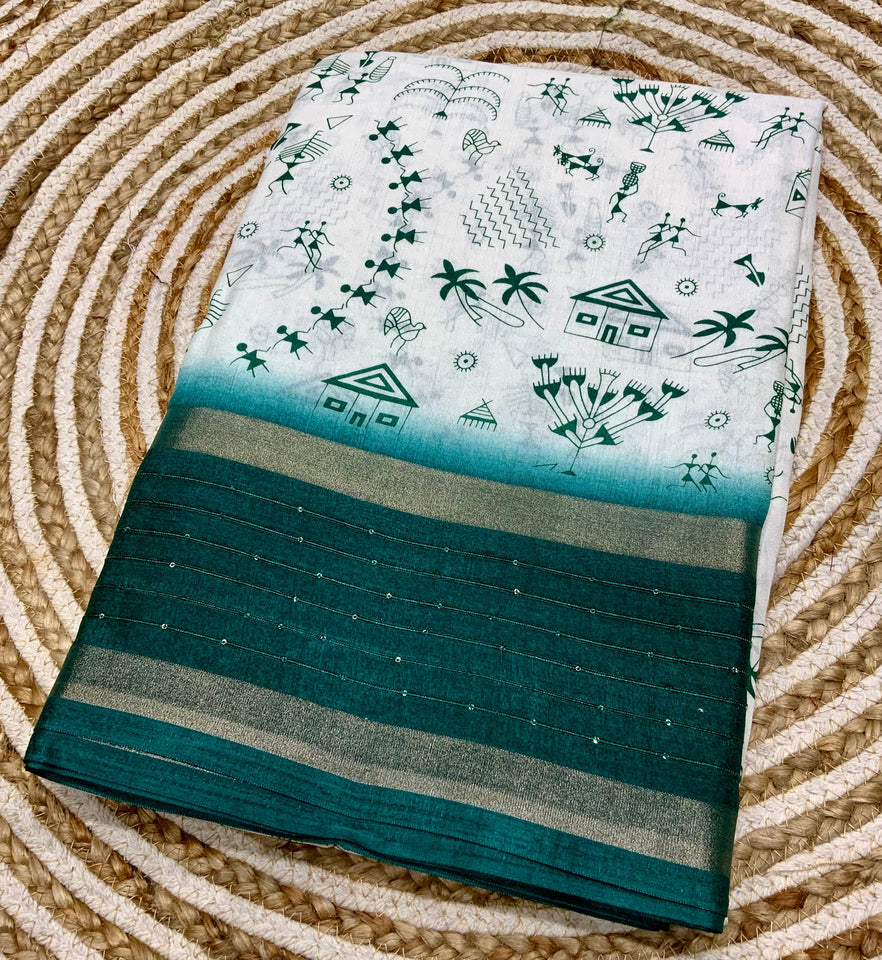 Dola Silk Worli Sequence Border Saree