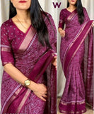 Kalamkari Print Saree With Sequin & Zari Boder & With Printed Blouse - Saree