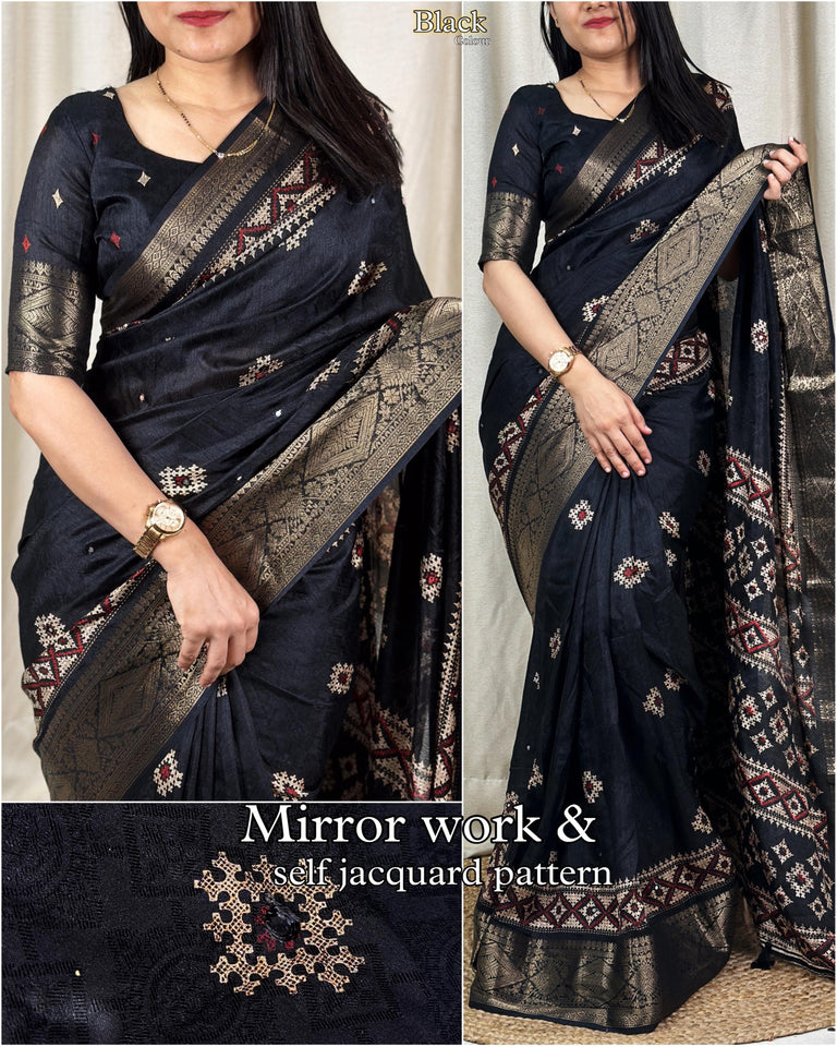 Bunny Crape with self weaving - Saree