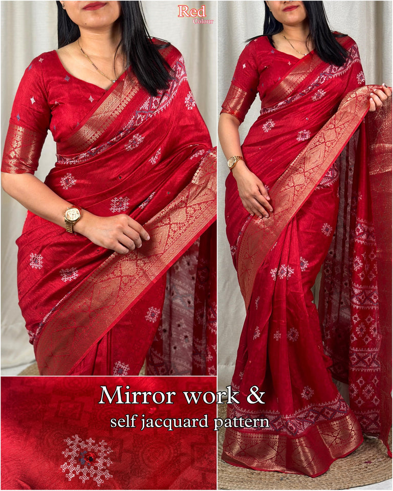 Bunny Crape with self weaving - Saree