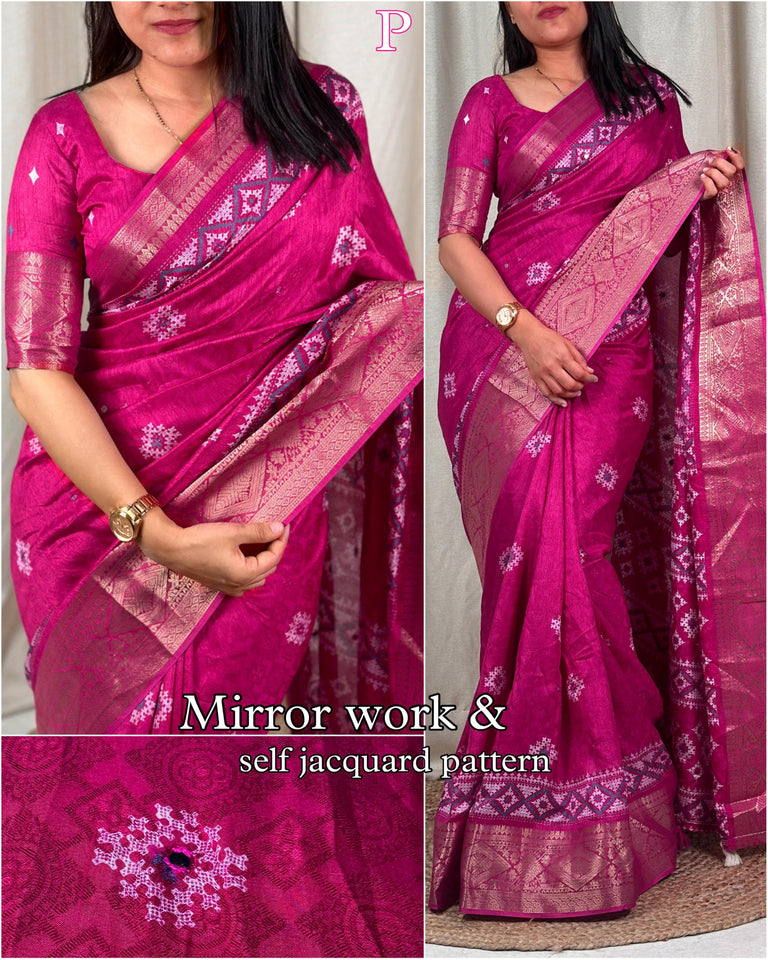 Bunny Crape with self weaving - Saree