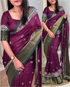 Pure cotton silk with jacquard border - Saree