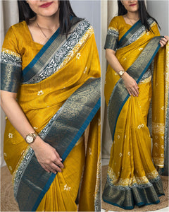 Pure cotton silk with jacquard border - Saree