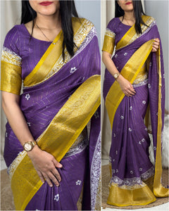 Pure cotton silk with jacquard border - Saree