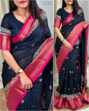 Pure cotton silk with jacquard border - Saree