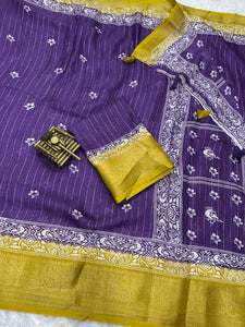 Pure cotton silk with jacquard border