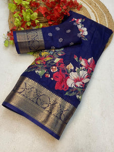 Soft Delta Moss two toned saree with beautiful self jacquard all over and jacquard border