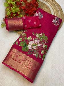 Soft Delta Moss two toned saree with beautiful self jacquard all over and jacquard border