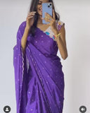 Soft Chinnon Silk Fabric Along With Designer Mukaish Work In Saree  | Saree | saree