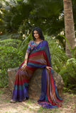 Aruna - 3d | velvet chiffon saree with digital print sequence.