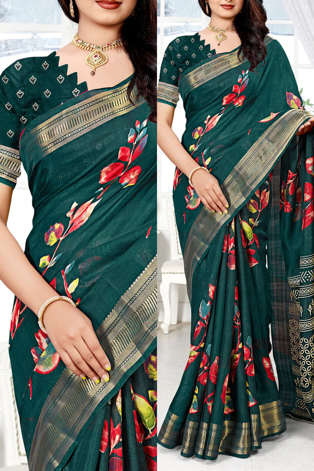 Jaipuri Cotton Rajwadi Print Saree - Saree