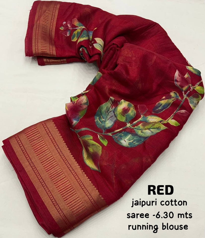 Jaipuri Cotton Rajwadi Print Saree