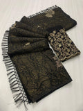 Georgette fabric with additional smoke work with beautiful leather foil with heavy tone to tone embroidary work blouse