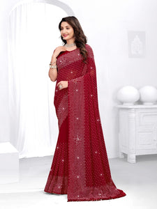 CELIBRITY INSPIRED DIAMOND WORK PARTY WEAR GEORGETTEE SAREE