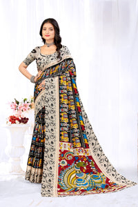 Pichwai Silk Kalamkari Print Saree