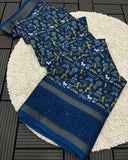 DOLA SILK SAREE WITH WORLI PRINT AND SEQUENCE BORDER - Saree