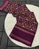 DOLA SILK SAREE WITH WORLI PRINT AND SEQUENCE BORDER - Saree