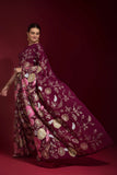 Beautiful multi color thread Flower Design Work and Sequance embroidery work saree