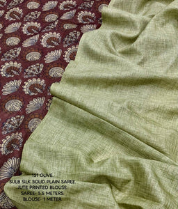 Soft solid plain saree with slub woven design in poly manipuri silk