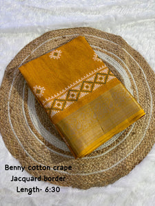 pure benny cotton saree with jacquard border - Saree