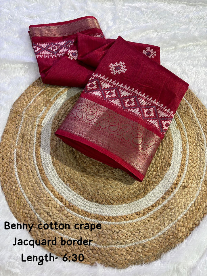 pure benny cotton saree with jacquard border