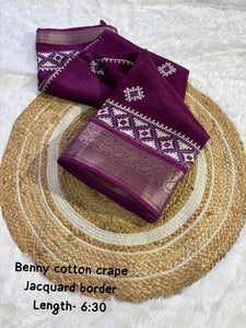 pure benny cotton saree with jacquard border