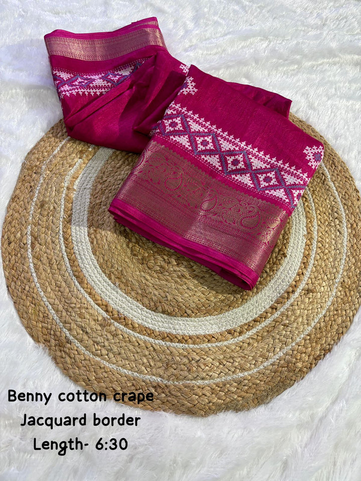 pure benny cotton saree with jacquard border