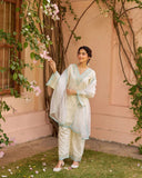 beautiful Heavy Suit Set which is beautifully decorated with intricate hand embroidery, It is paired with matching Sharara and embroidery Lace with sequence dupatta Lace.