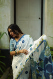 Pure Chanderi Saree With Golden Zari Piping border with beautiful latkan