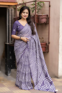 Pure chanderi cotton saree with hand batik prints - Saree