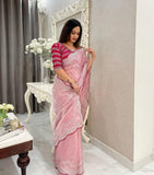 jimmy choo saree with dual color sequence and thread work