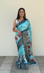 soft dola silk saree with all over zari lining and jacquard border . - Saree