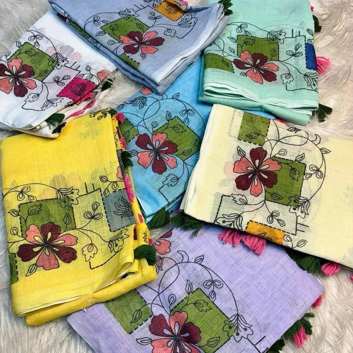 Soft linen cotton Batik design saree