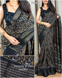 Kalamkari print saree with sequin & zari boder with printed blouse - Saree