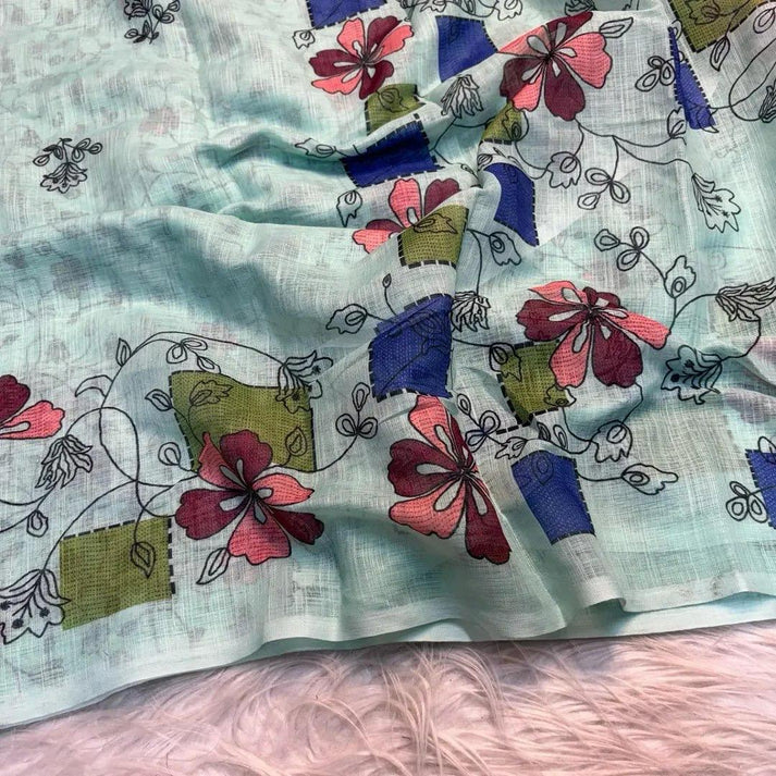 Soft linen cotton Batik design saree