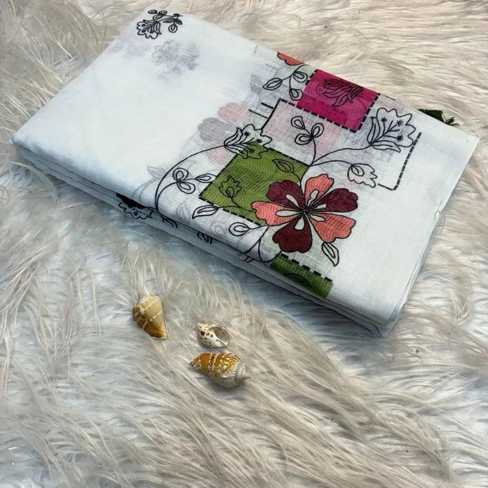 Soft linen cotton Batik design saree