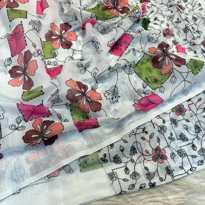 Soft linen cotton Batik design saree