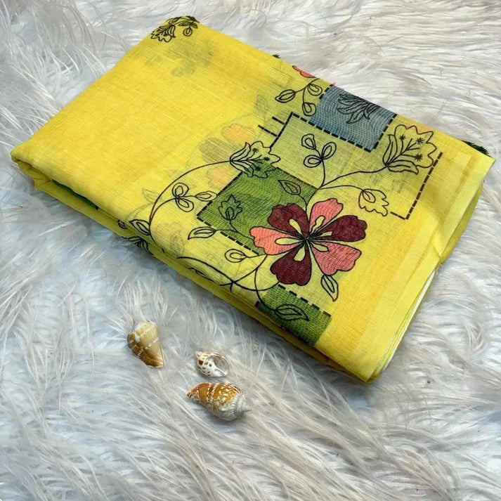 Soft linen cotton Batik design saree